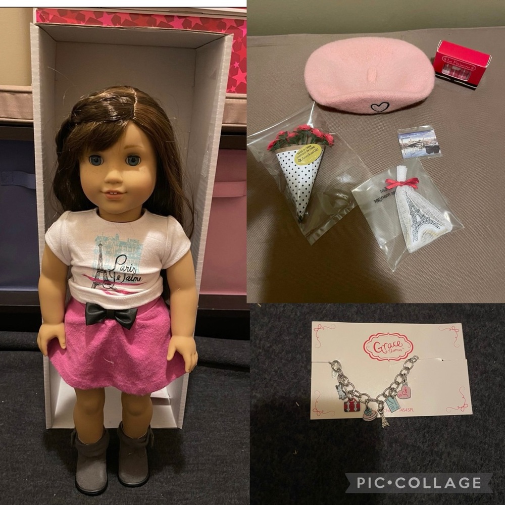 SOLD American Girl Grace Thomas 18" Doll, Charm Bracelet, Book,and welcome